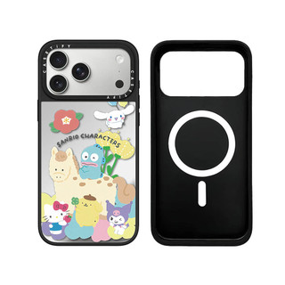 Từ Tính Không Dây Cho iPhone 17 16 15 14 13 Pro Max Plus Sanrio Friends Cạnh Đen Cứng Mặt Sau Gương Bao Khắc Logo