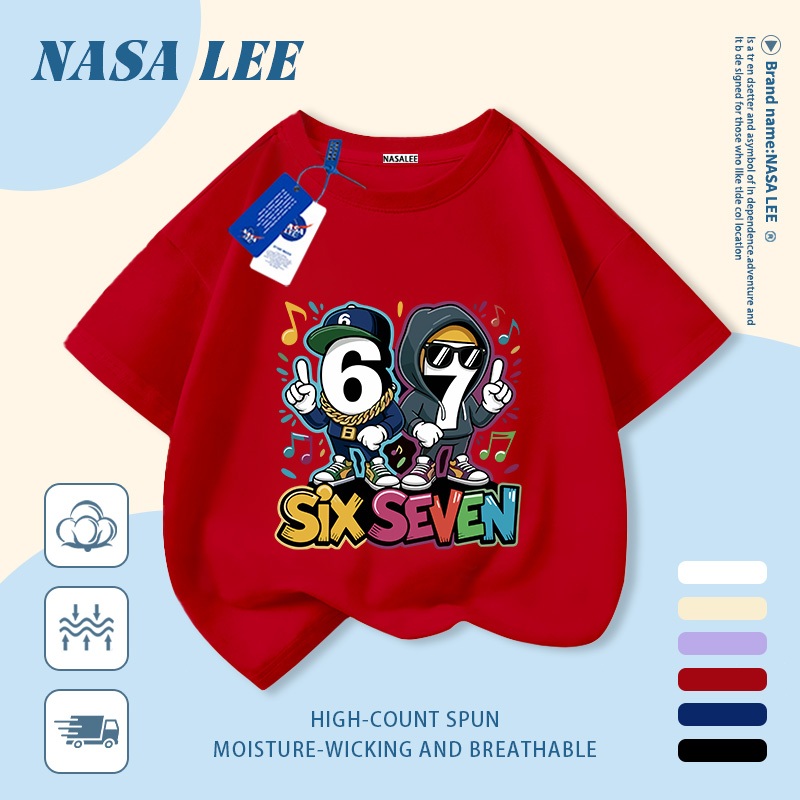 🔥Xu hướng hot 2026🔥 Áo thun trẻ em NASA, họa tiết tổ hợp sáu bảy, 100% cotton, unisex, giao hàng ngay
