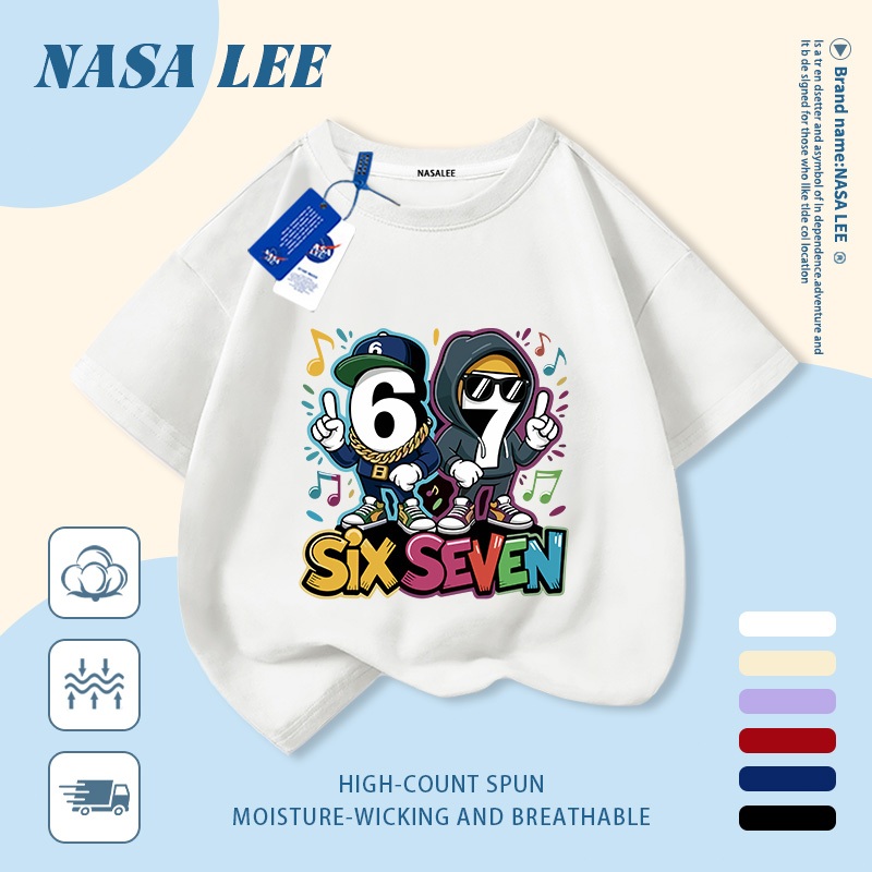 🔥Xu hướng hot 2026🔥 Áo thun trẻ em NASA, họa tiết tổ hợp sáu bảy, 100% cotton, unisex, giao hàng ngay