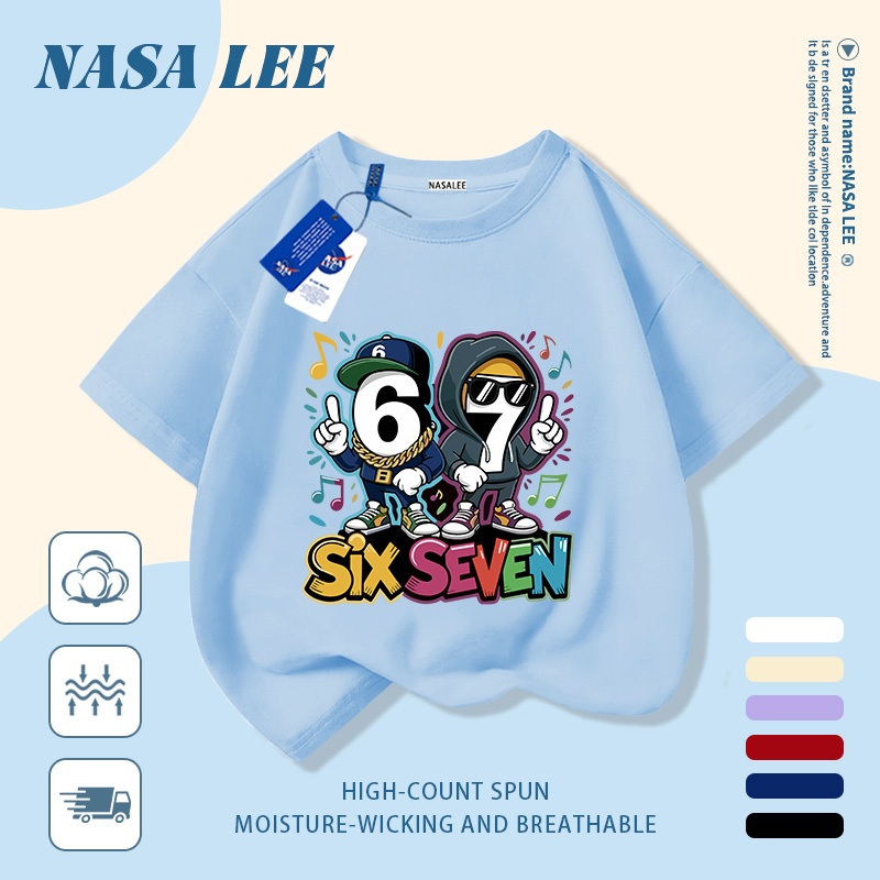 🔥Xu hướng hot 2026🔥 Áo thun trẻ em NASA, họa tiết tổ hợp sáu bảy, 100% cotton, unisex, giao hàng ngay
