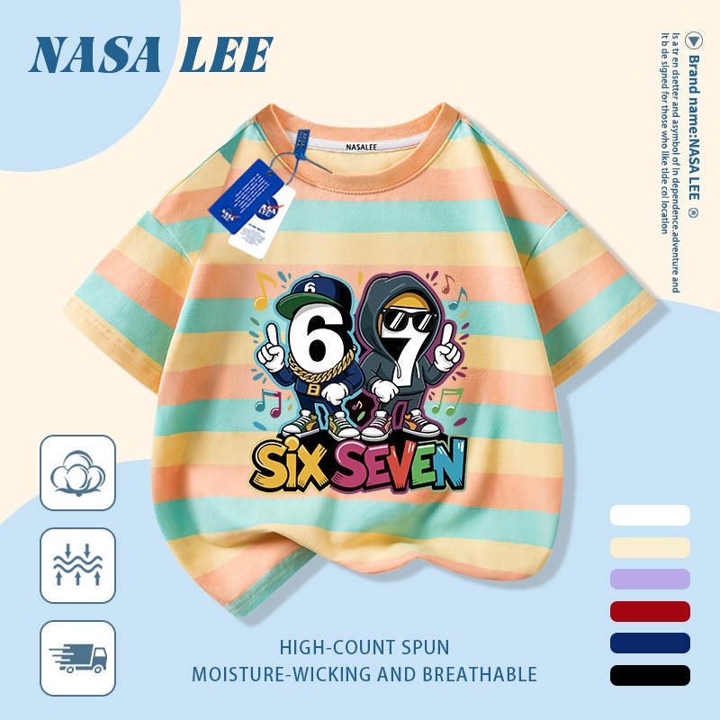 🔥Xu hướng hot 2026🔥 Áo thun trẻ em NASA, họa tiết tổ hợp sáu bảy, 100% cotton, unisex, giao hàng ngay