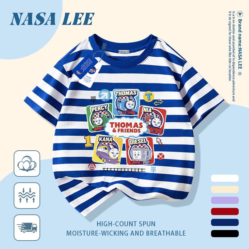 🔥Xu hướng hot 2026🔥 Áo thun trẻ em NASA, họa tiết xe lửa Thomas, 100% cotton, unisex, giao hàng ngay