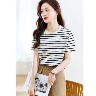 Cổ Điển Đen Sọc Trắng Ngắn - Áo Thun Mềm Mại Thoáng Khí Cho Ngày Hằng Ngày