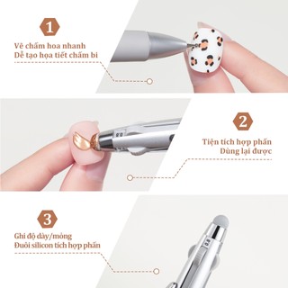Miss Gooey Bút Chấm 4 Trong 1 Đa Năng Cho Móng Tay Nghệ Thuật Mới Hai Đầu Bấm-Loại Chấm Bi Bút Xóa Được Magic Gương Bột