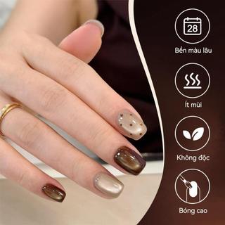 [spot] Gel Mắt Mèo Hổ Phách Nâu 2026 Phong Cách Thu Đông Mới Làm Sáng Da Lấp Lánh Hạt Thủy Tinh Maillard