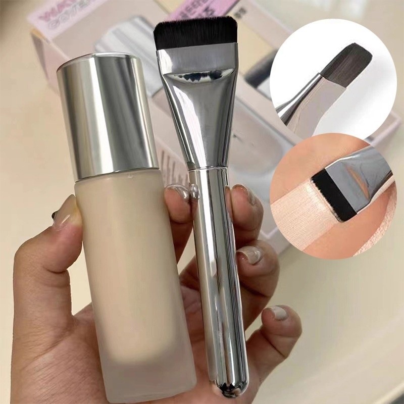 Cọ nền một dòng Miss Rose Không có bột, Đầu phẳng, Bàn chải trang điểm da trần không tì vết, Bàn chải che khuyết điểm nhẹ và không dấu vết, Bàn chải trang điểm