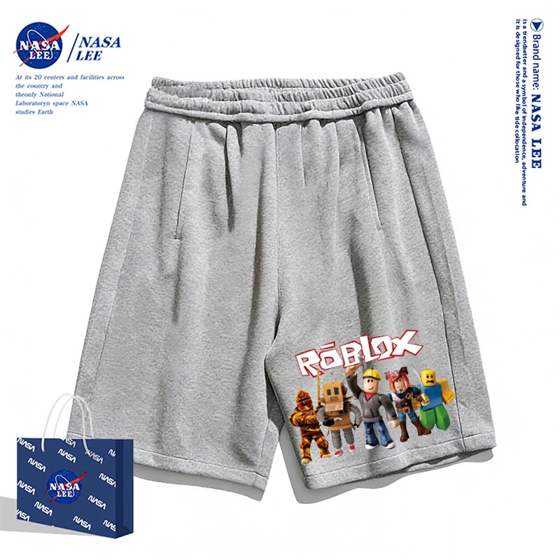 [Giao hàng trong ngày] Quần short trẻ em màu đen NASA, dễ phối đồ mùa hè với họa tiết Minecraft, chất liệu thoáng khí thoải mái cho bé trai và bé gái