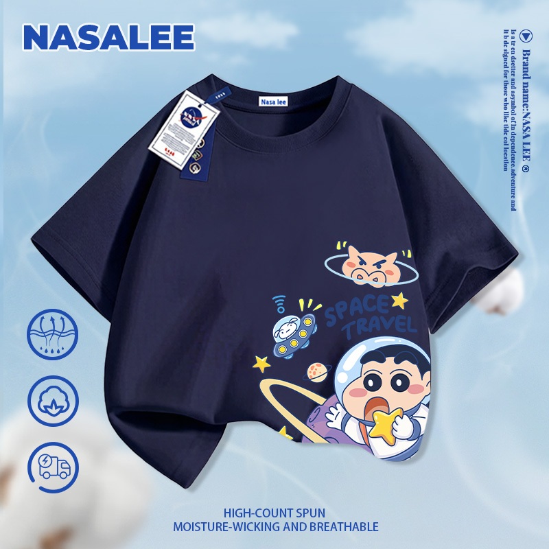 [Giao hàng trong ngày] Quần short trắng thương hiệu NASA cho trẻ em, phong cách thời trang mùa hè thoải mái, họa tiết nhân vật Shinnosuke dễ phối đồ cho bé trai và bé gái