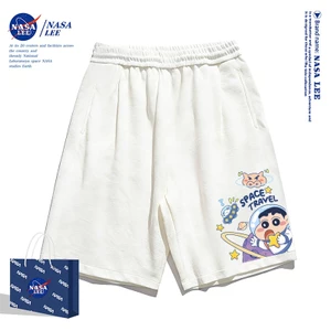 Quần short trắng thương hiệu NASA cho trẻ em, phong cách thời trang mùa hè thoải mái, họa tiết nhân vật Shinnosuke dễ phối đồ cho bé trai và bé gái