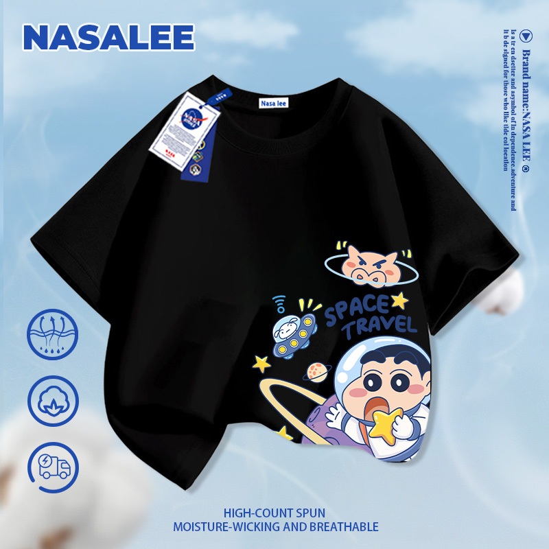 [Giao hàng trong ngày] Quần short trắng thương hiệu NASA cho trẻ em, phong cách thời trang mùa hè thoải mái, họa tiết nhân vật Shinnosuke dễ phối đồ cho bé trai và bé gái