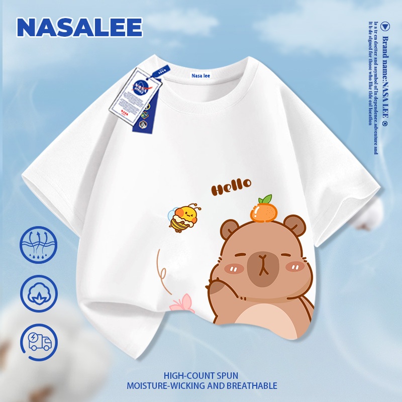 [Giao hàng trong ngày] Quần short trẻ em màu đen NASA, họa tiết gấu hoạt hình mùa hè, chất liệu thoáng khí thoải mái cho bé trai và bé gái