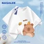 Quần short trẻ em màu đen NASA, họa tiết gấu hoạt hình mùa hè, chất liệu thoáng khí thoải mái cho bé trai và bé gái