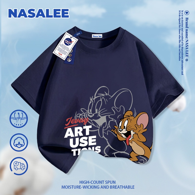 [Giao hàng trong ngày] Quần short trắng trẻ em NASA dài 5 phân, họa tiết hoạt hình dễ phối đồ, chất liệu thoáng khí thoải mái cho bé trai và bé gái