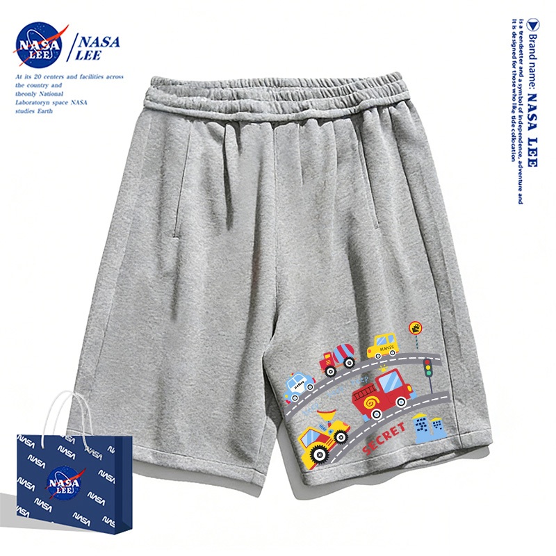 [Giao hàng trong ngày] Quần short trắng trẻ em NASA - Mẫu mới 2026 mùa hè với họa tiết xe ô tô hoạt hình, chất liệu thoải mái cho bé trai và bé gái