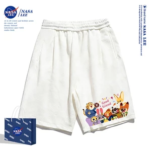 Quần short trắng trẻ em thương hiệu NASA, phong cách mùa hè thoải mái với họa tiết Zootopia dành cho bé trai và bé gái
