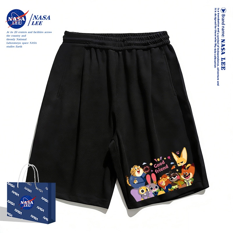 [Giao hàng trong ngày] Quần short trắng trẻ em thương hiệu NASA, phong cách mùa hè thoải mái với họa tiết Zootopia dành cho bé trai và bé gái