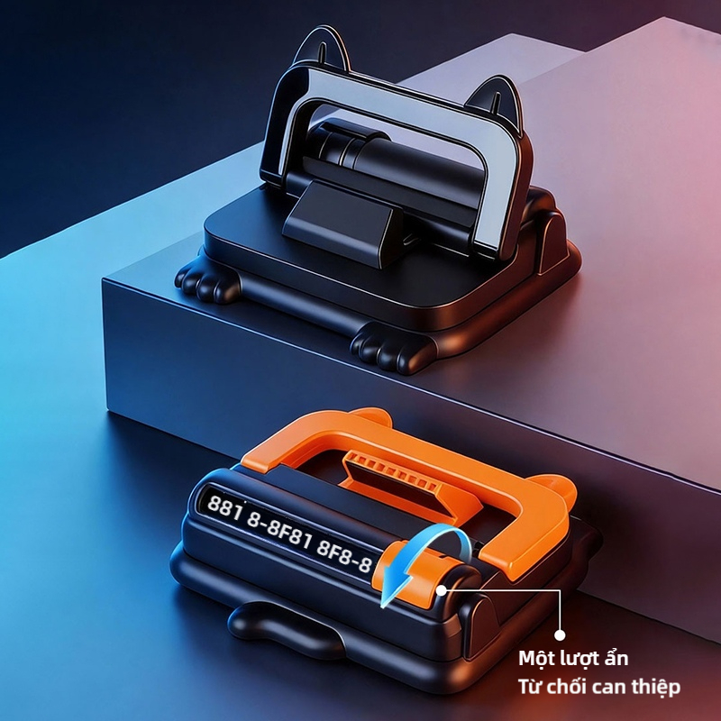 SEAMETAL Bảng điều khiển đa chức năng Giá đỡ điện thoại trên ô tô Xoay 360 ° Giá đỡ điện thoại trên ô tô ổn định có biển số đỗ xe