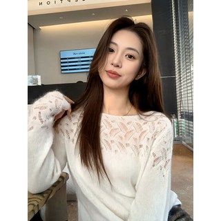 Pháp Đơn Giản Rỗng Khâu Áo Len Nữ Thu Đông Phong Cách Mới Độc Đáo Đẹp Mỏng Hơn Nhìn Bên Trong Top