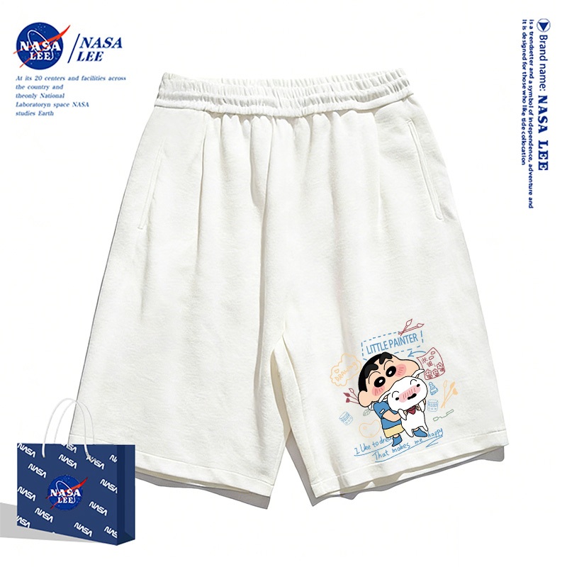 [Giao hàng trong ngày] Quần short thông thường màu trắng dành cho trẻ em NASA 2026 Phong cách mới Mùa hè Họa tiết Shin-Chan Bé trai Bé gái Đáy thoáng khí