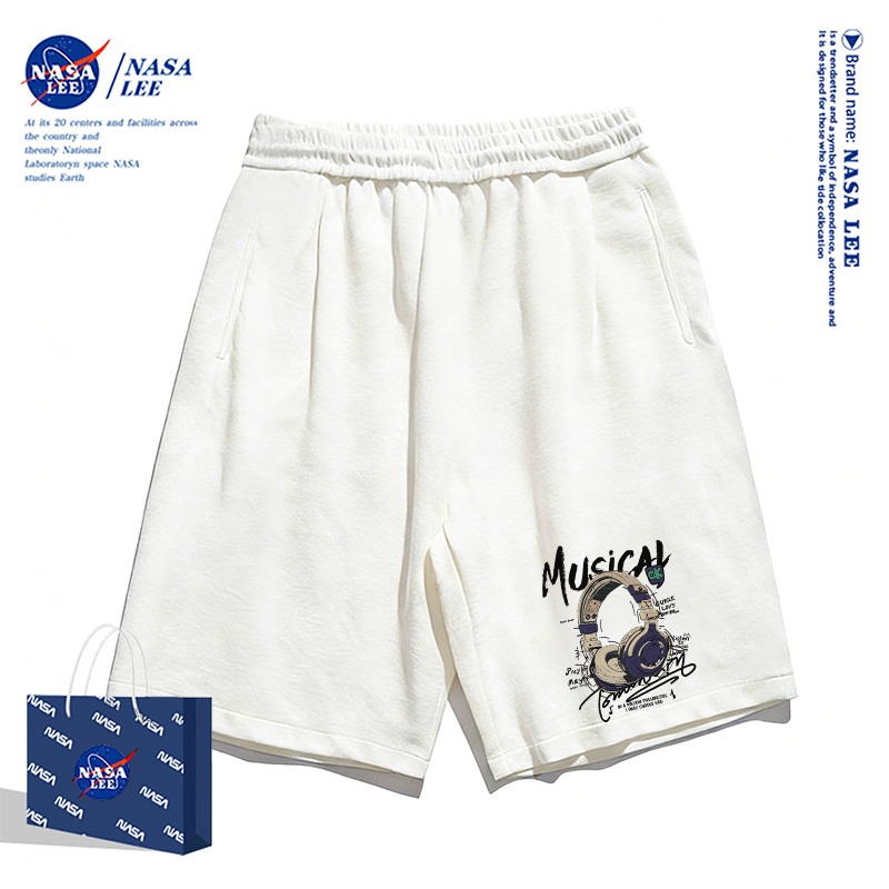 [Giao hàng trong ngày] Thương hiệu nổi tiếng của NASA Quần short thông thường màu đen thời trang mùa hè Tai nghe Mỹ in đáy bé trai bé gái