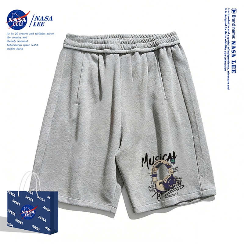 [Giao hàng trong ngày] Thương hiệu nổi tiếng của NASA Quần short thông thường màu đen thời trang mùa hè Tai nghe Mỹ in đáy bé trai bé gái