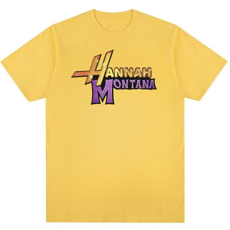 Ropa Hombre Miley Cyrus Hannah Montana in logo thiết kế áo thun cotton nguyên chất nam nữ