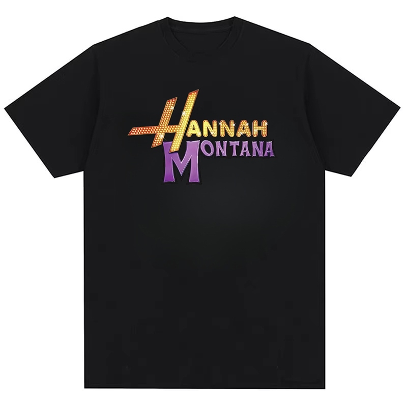 Ropa Hombre Miley Cyrus Hannah Montana in logo thiết kế áo thun cotton nguyên chất nam nữ