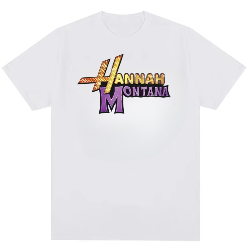 Ropa Hombre Miley Cyrus Hannah Montana in logo thiết kế áo thun cotton nguyên chất nam nữ