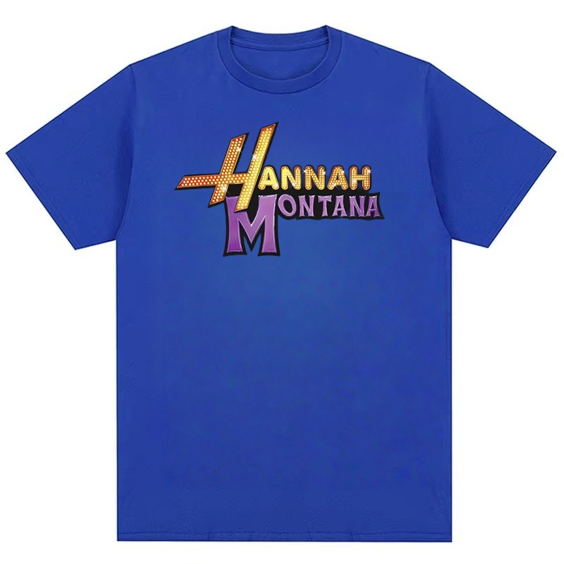 Ropa Hombre Miley Cyrus Hannah Montana in logo thiết kế áo thun cotton nguyên chất nam nữ