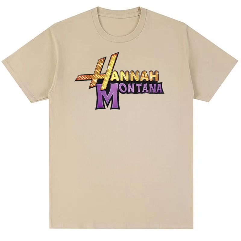 Ropa Hombre Miley Cyrus Hannah Montana in logo thiết kế áo thun cotton nguyên chất nam nữ
