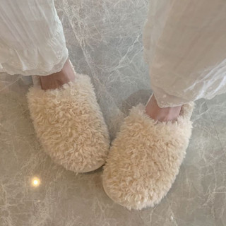 XIXITIAO Dép bông nữ mùa đông thời trang giữ ấm lông bông