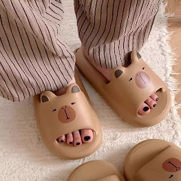 XIXITIAO Dép đôi mùa hè, dễ thương, kiểu Capybara, dùng trong nhà, mềm mại và thoải mái