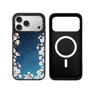 Không Dây Từ Tính Cho iPhone 17 16 15 14 13 Pro Max Plus Hoa Nhỏ Họa Tiết Cạnh Đen Cứng Mặt Sau Gương Bao Khắc Logo