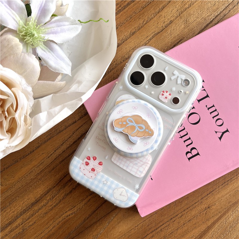 IPhone 17 Pro max 16 Pro max Nơ và Sọc Họa tiết bánh dâu tây TPU materia IMD xử lý Vỏ điện thoại