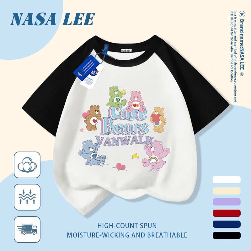 🔥Xu hướng hot 2026🔥 Áo thun trẻ em NASA, họa tiết gấu cầu vồng thời thượng, 100% cotton, Unisex, giao hàng ngay