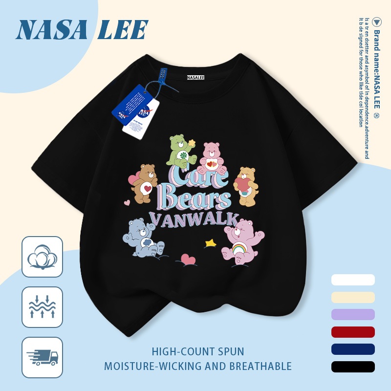 🔥Xu hướng hot 2026🔥 Áo thun trẻ em NASA, họa tiết gấu cầu vồng thời thượng, 100% cotton, Unisex, giao hàng ngay
