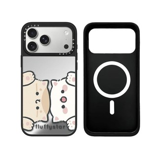 Từ Tính Không Dây Cho iPhone 17 16 15 14 13 Pro Max Plus Cặp Đôi Dễ Thương Mèo Cạnh Đen Cứng Mặt Sau Gương Bao Khắc Logo