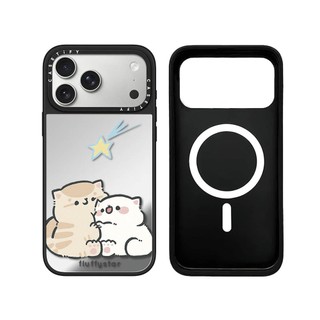 Từ Tính Không Dây Cho iPhone 17 16 15 14 13 Pro Max Plus Cặp Đôi Dễ Thương Mèo Cạnh Đen Cứng Mặt Sau Gương Bao Khắc Logo