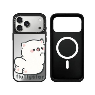 Từ Tính Không Dây Cho iPhone 17 16 15 14 13 Pro Max Plus Cặp Đôi Dễ Thương Mèo Cạnh Đen Cứng Mặt Sau Gương Bao Khắc Logo