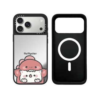 Từ Tính Không Dây Cho iPhone 17 16 15 14 13 Pro Max Plus Cặp Đôi Dễ Thương Mèo Cạnh Đen Cứng Mặt Sau Gương Bao Khắc Logo