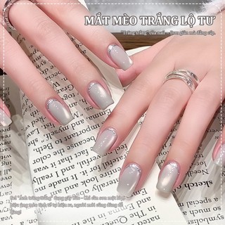 Miss Gooey Mới Hoa Hồng Trắng Mèo Mắt Gel Sơn Móng Tay Mùa Thu Đông 2026 Làm Sáng Tinh Tế Satin Thủy Tinh Hạt Mắt Mèo