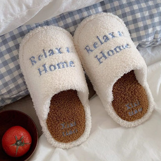 Xixitiao Phong Cách Mới Thường Ngày Đơn Giản Màu Sắc Tương Phản Dép Cotton Nữ Thu Đông Học Sinh Nhà Giữ Ấm