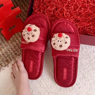 Xixitiao Mũi Đỏ Bánh Quy Bánh Quy Cặp Đôi Vải Lanh Cotton Dép Cưới Lễ Hội Bốn Mùa Đa Năng