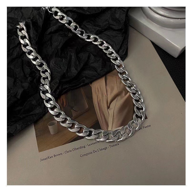 HIEUTHUHAI, phong cách của Jackson Wang-Dây Chuyền Nam Nữ Vòng Cổ Cuban Sợi Xích Titian Chuỗi Trơn Bản Lớn Kuu Clothes Basic Thời Trang - Dây Chuyền Tổng Hợp-NK