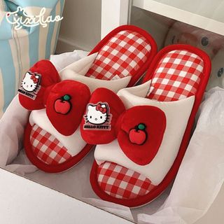 Xixitiao Dép Sanrio Nữ Dễ Thương HelloKitty Nhà Vải Lanh Cotton Đế Mềm