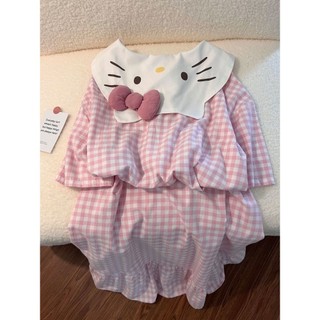 Váy ngủ mèo Katy màu hồng hoạt hình dễ thương, phù hợp mùa hè
