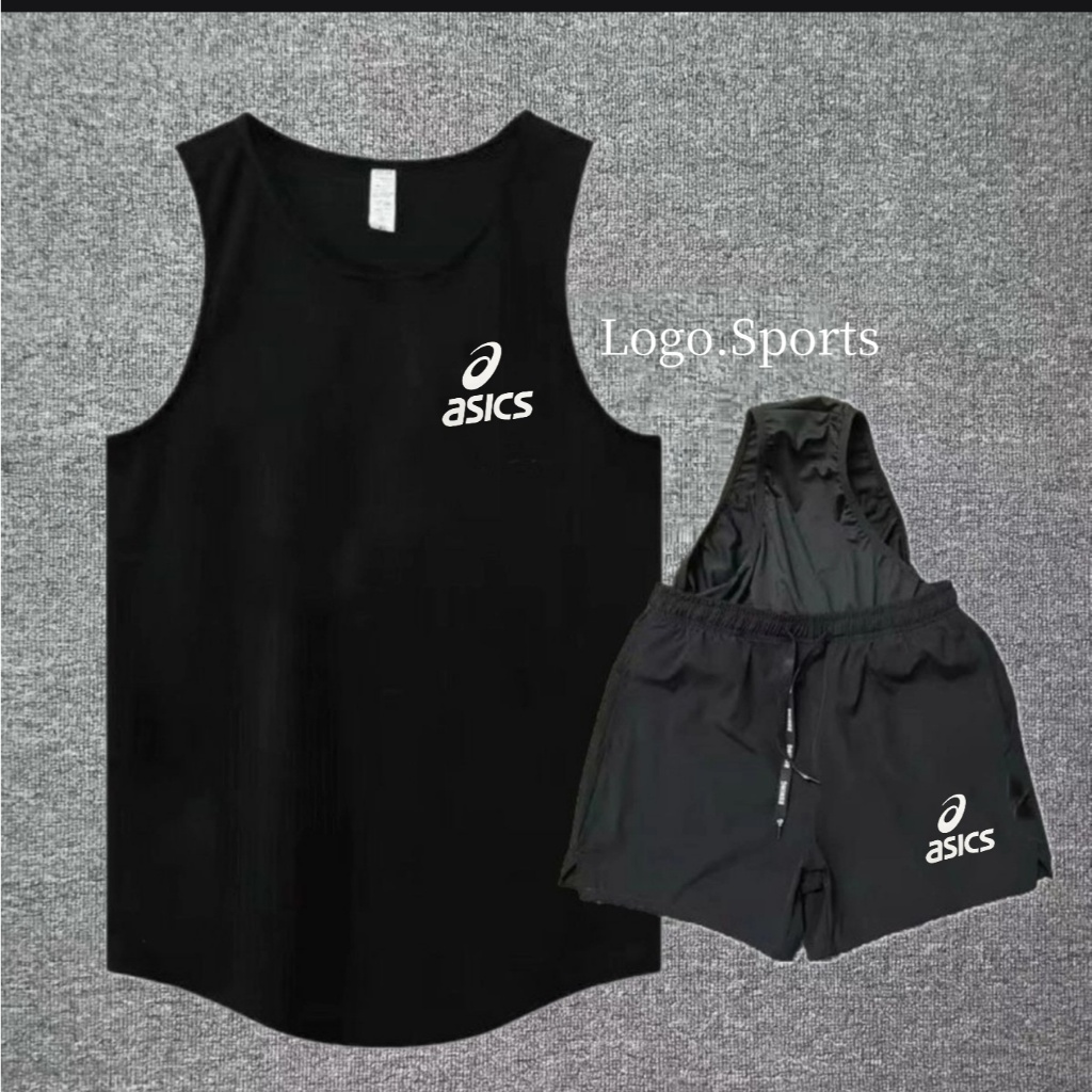 [Sản phẩm mới] Bộ đồ thể thao nam tập luyện nhanh khô Bộ đồ thể thao chạy bộ Marathon Áo Vest không dây có lót quần ba điểm