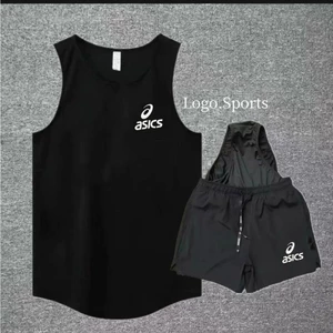 Bộ đồ thể thao nam tập luyện nhanh khô Bộ đồ thể thao chạy bộ Marathon Áo Vest không dây có lót quần ba điểm