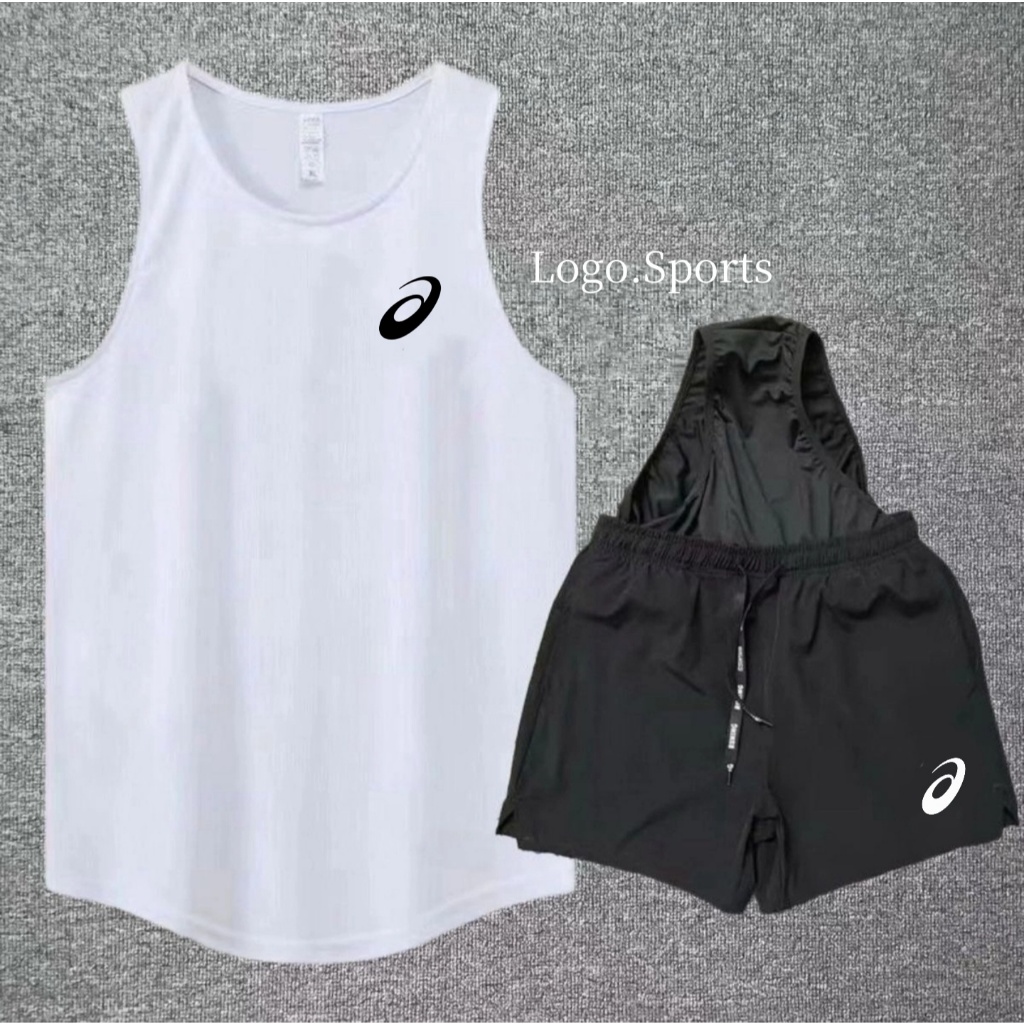 [Sản phẩm mới] Bộ đồ thể thao nam tập luyện nhanh khô Bộ đồ thể thao chạy bộ Marathon Áo Vest không dây có lót quần ba điểm