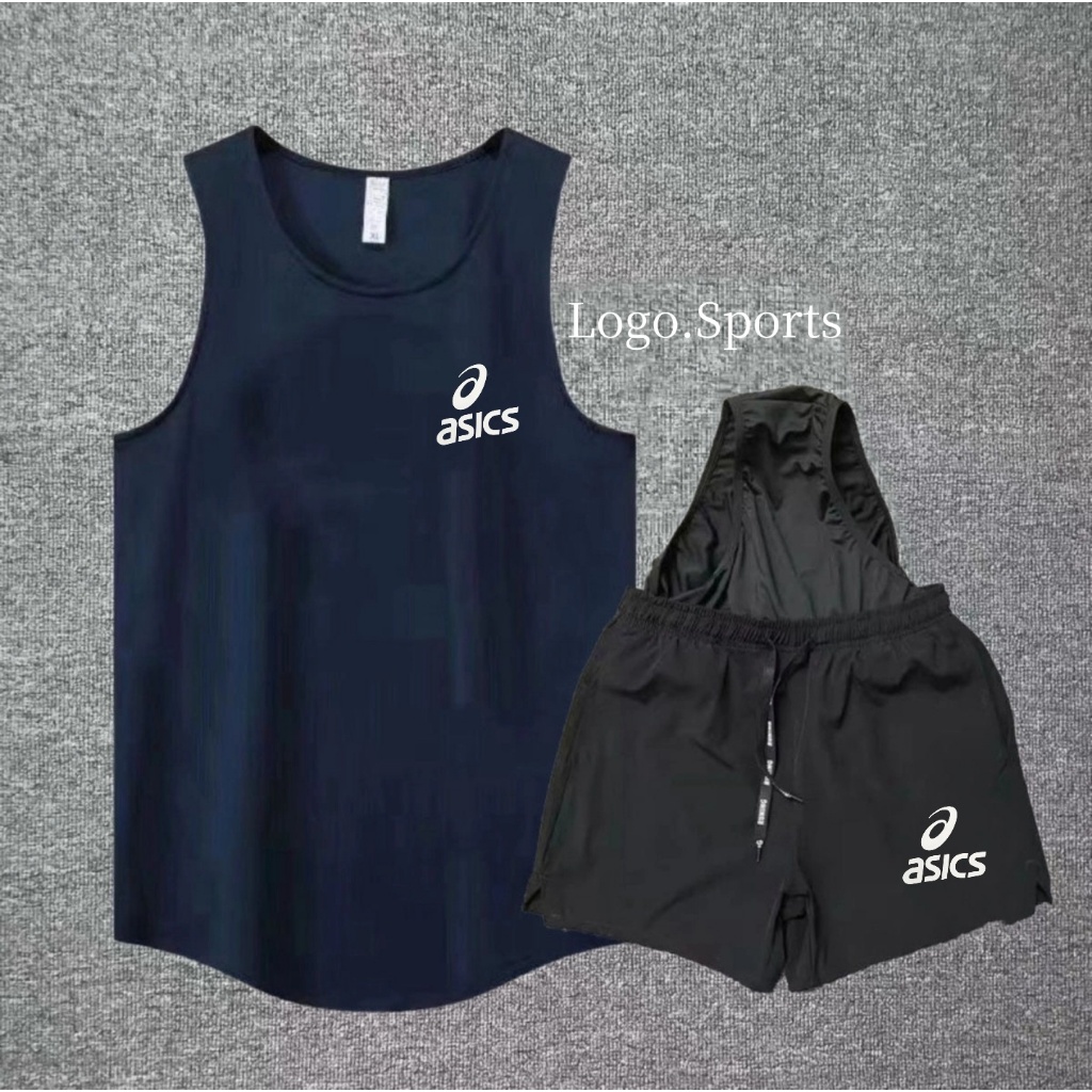 [Sản phẩm mới] Bộ đồ thể thao nam tập luyện nhanh khô Bộ đồ thể thao chạy bộ Marathon Áo Vest không dây có lót quần ba điểm